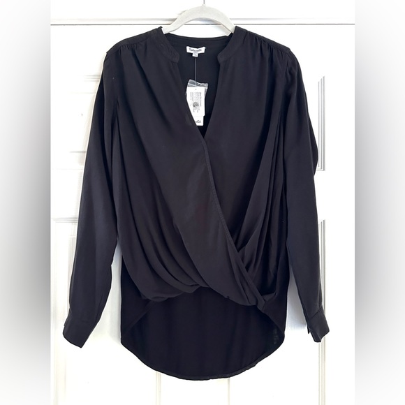 NWT Splendid Hi-Low Surplice Blouse Black - Picture 5 of 16